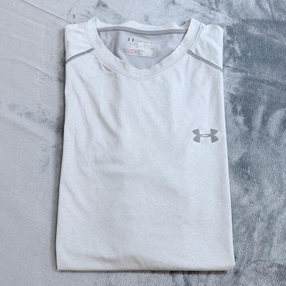 Under Armour Perforance Vest Men Sz 2XL Grey HeatGear Fitted Running Gym Workout